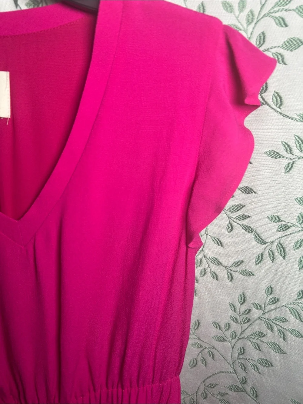 kate spade Fuchsia V-Neck Ruffle Sleeve Mini Dress